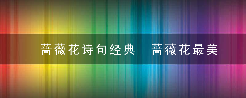 蔷薇花诗句经典 蔷薇花最美诗句